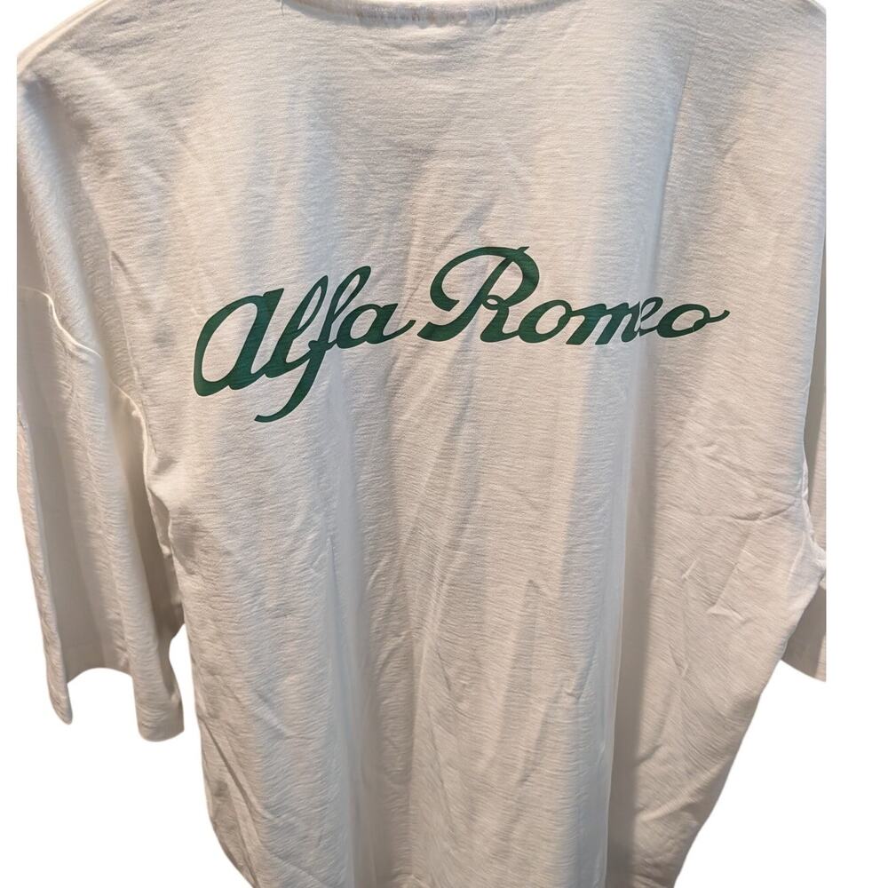 Alfa Romeo Oversized White Graphic T Shirt Green Logo Size M
